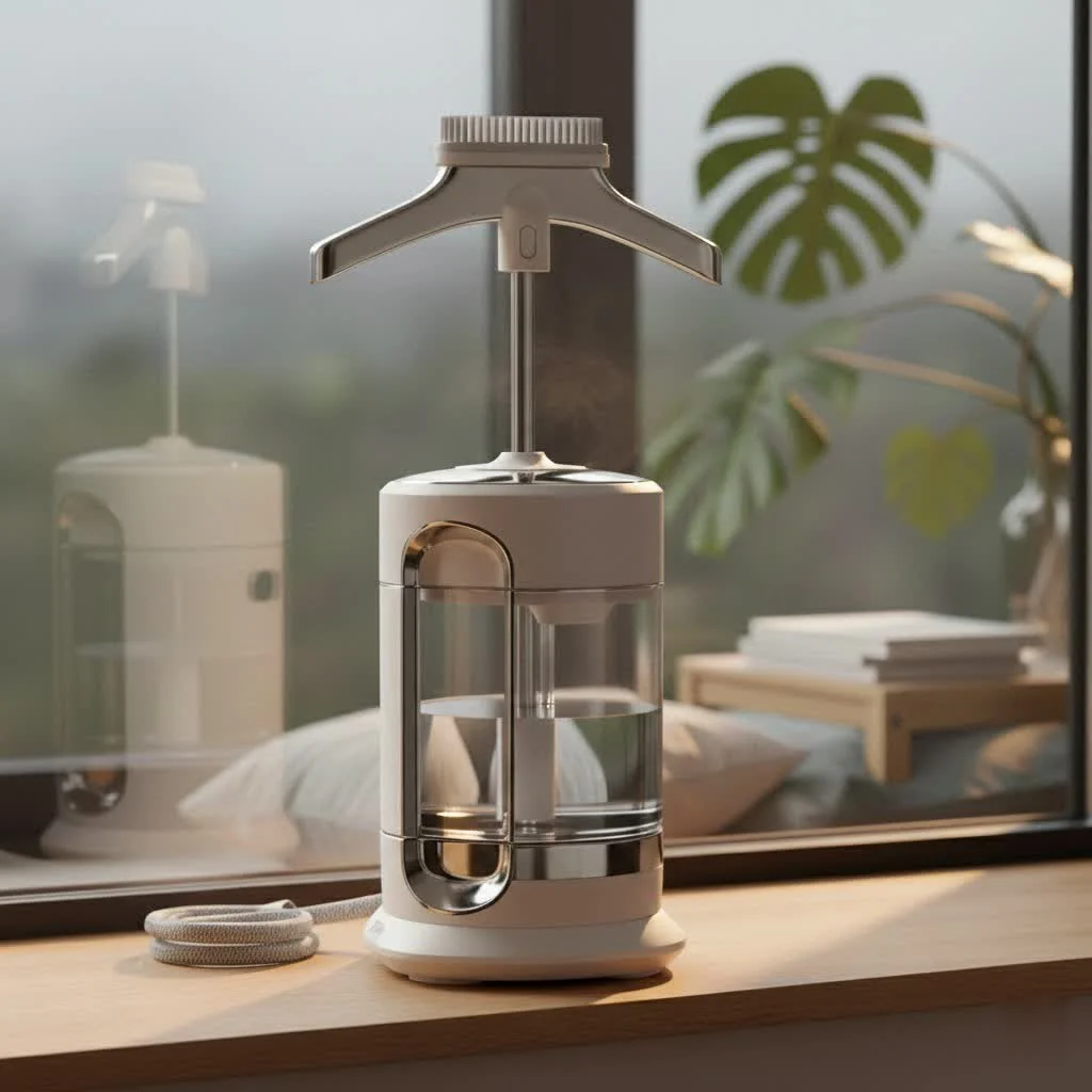 Dual voltage travel garment steamer for wrinkle-free clothes