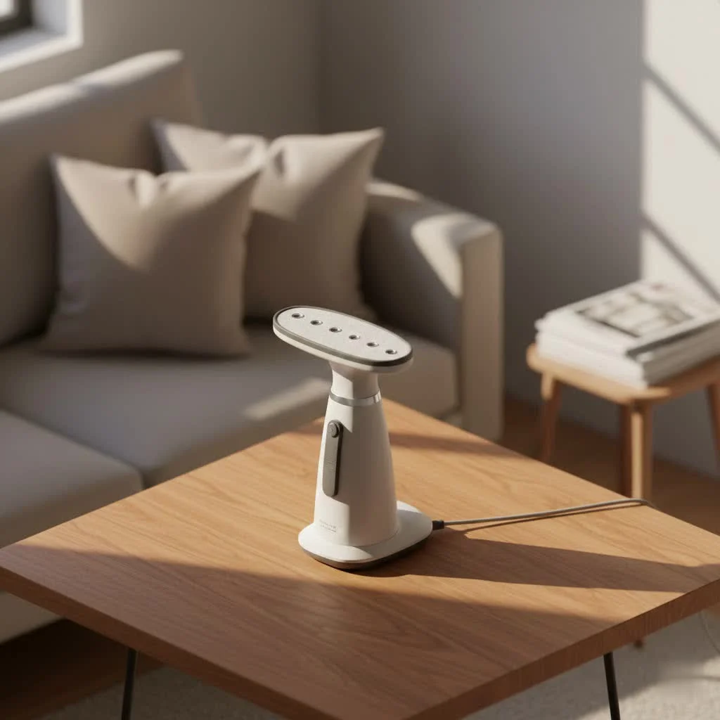 Vertical garment steamer for wrinkle removal